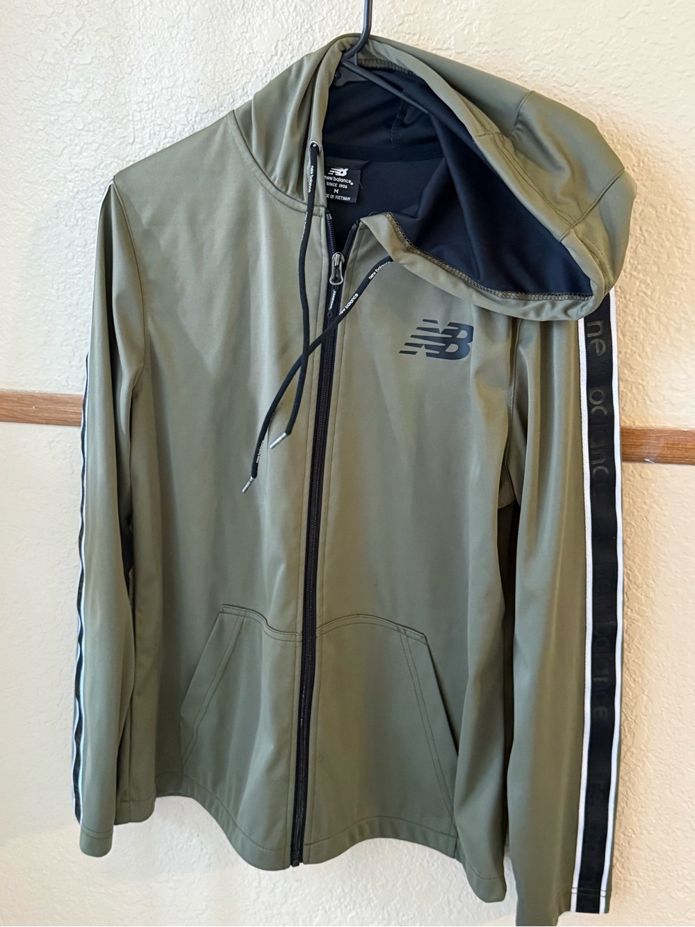 New Balance Olive Green Full-Zip Hooded Windbreaker